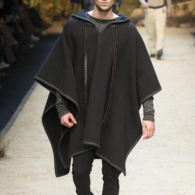 Men's Oversized Hooded Solid Cape 9261102727352