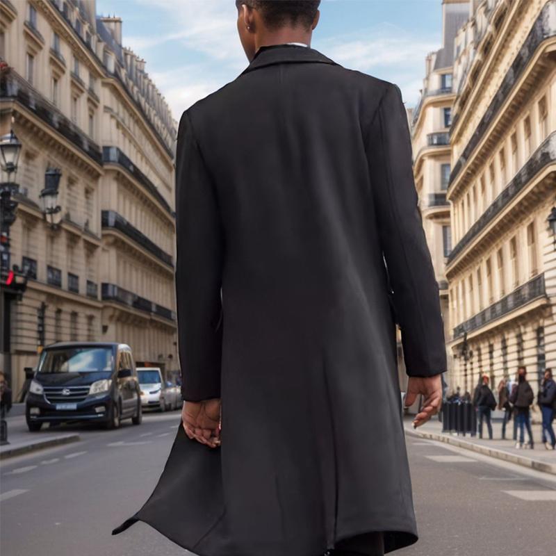 Men's Casual Lapel Solid Color Long Coat 9261106528440