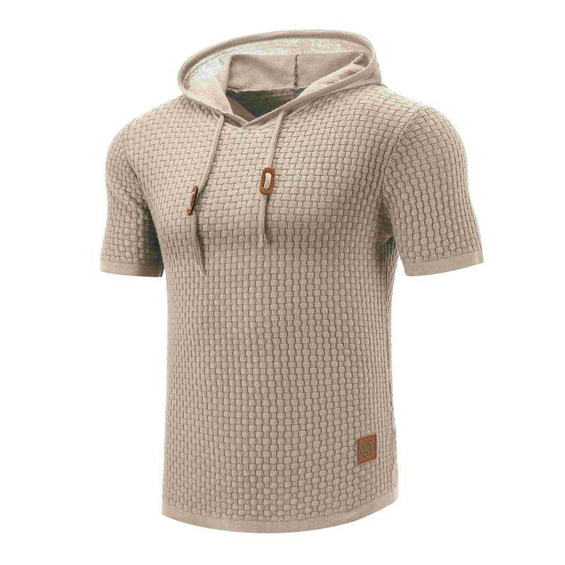 Men's Casual Hooded Knit Short Sleeve T-Shirt 9261135691960
