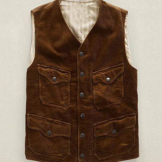 Men's Vintage Corduroy V-Neck Vest 9885838311608