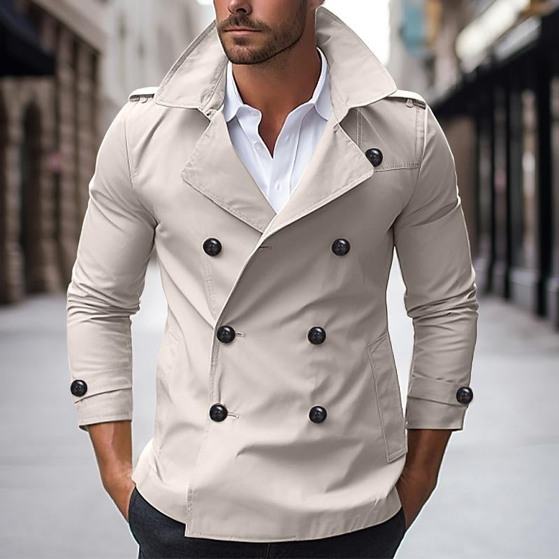 Men's Double-breasted Mid-length Windbreaker 9888006340792