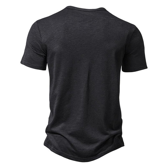 Men's Slub Cotton Henley Collar Short Sleeve T-shirt 9261127532728