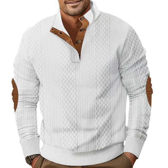 Men's Casual Color Block Jacquard Stand Collar Sweatshirt Dtt25081907
