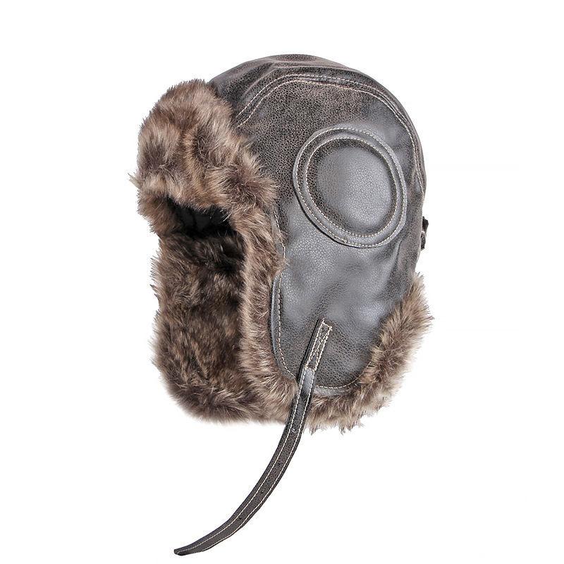 Men's Classic Retro Winter Warm Earmuffs PU Leather Hat 9272629428408