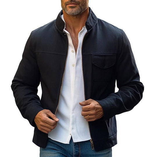 Men's Solid Lapel Single-breasted Twill Jacket 9879658463416