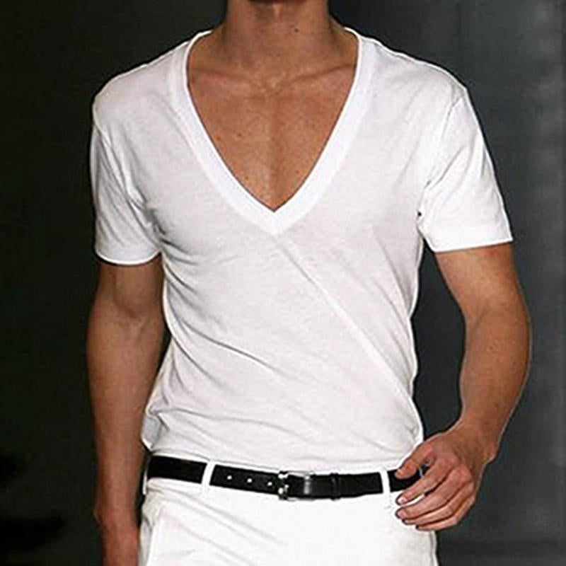 Men's Fitness Sports Solid Color Deep V Neck T-Shirt 9261119504568