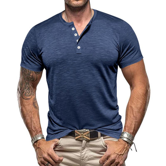 Men's Casual Henley Collar Short Sleeve T-Shirt 9261122551992