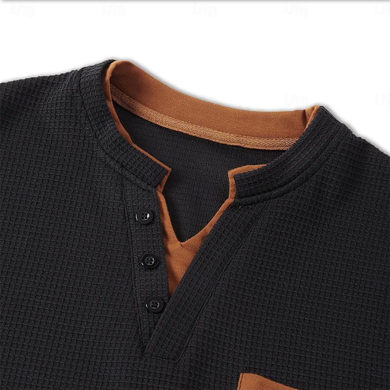 Men's Colorblock Waffle Stand Collar Sweatshirt 9887382864056
