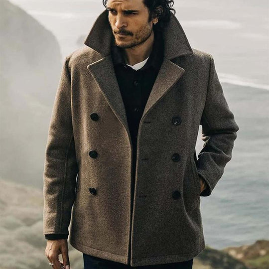 Men's Notch Lapel Double-breasted Short Coat 9261107282104