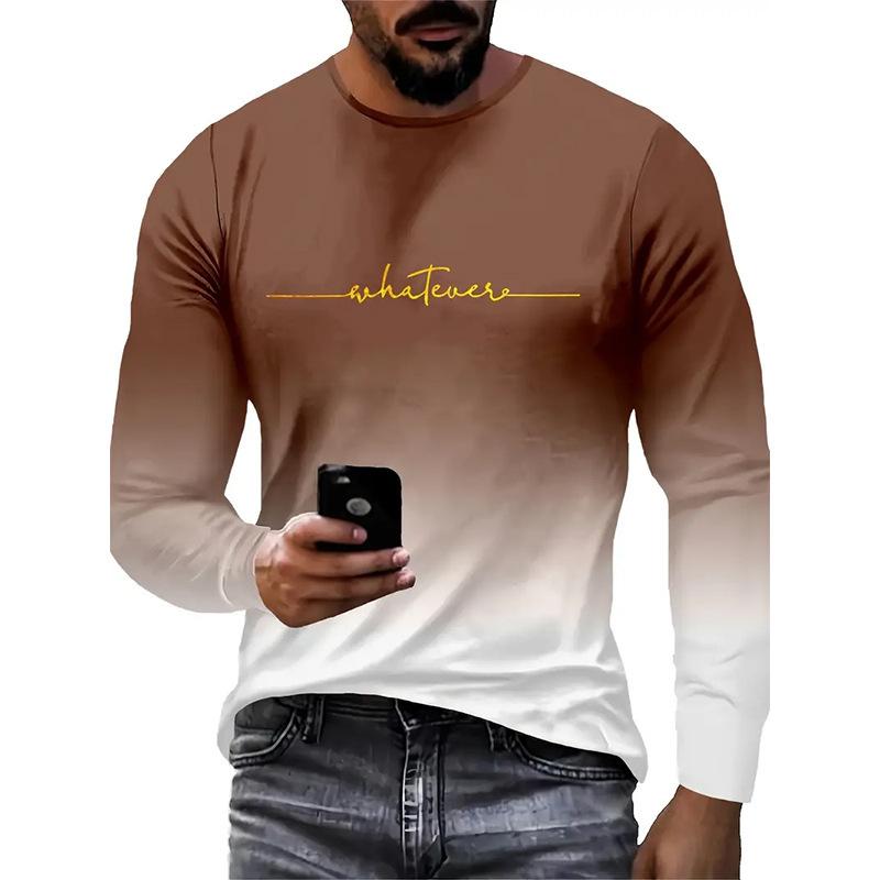 Men's Gradient Printed Casual Fashion Long Sleeve T-shirt 9261141229752