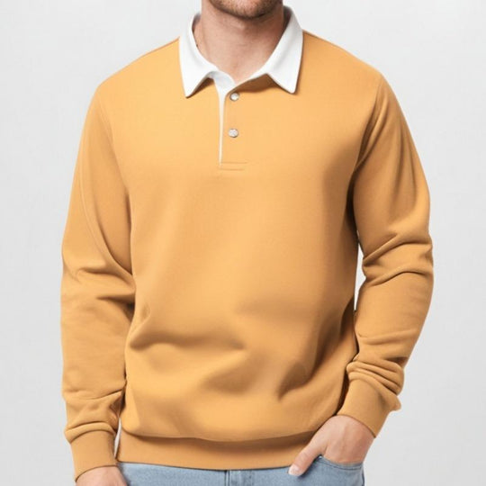 Men's Classic Casual Long Polo Neck Long Sleeve Sweatshirt Dtt25081905