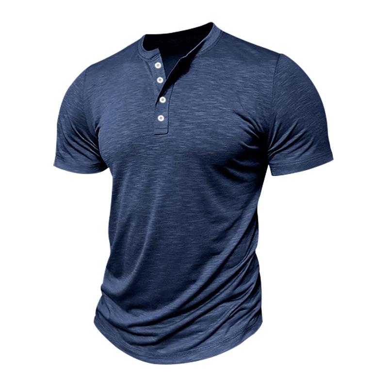 Men's Casual Henley Collar Short Sleeve T-Shirt 9261122551992