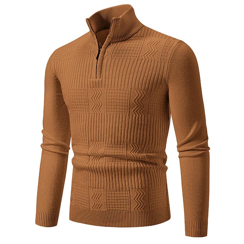 Men's Casual Warm Slim Fit Stand Collar Pullover Sweater 9262184825016