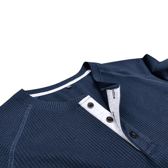 Men's Casual Round Neck Waffle Long Sleeve T-Shirt 9261135954104