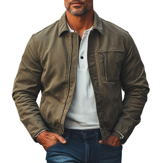 Men's Solid Color Lapel Cotton Feel Jacket 9879658561720