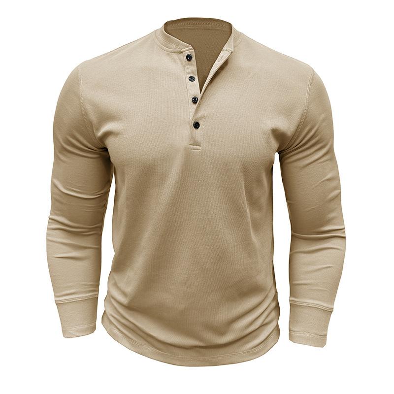 Men's Henley Collar Solid Long Sleeve T-Shirt 9261141852344