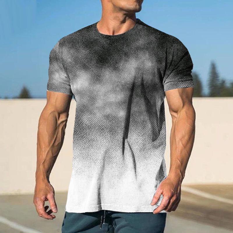 Men's Casual Gradient Round Neck Short Sleeve T-Shirt 9261136183480