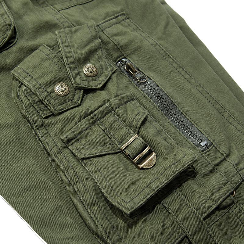 Men's Solid Cotton Multi-pocket Straight Cargo Pants 9261768278200