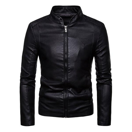 Men's Casual Biker Baseball Collar Leather Jacket 9261080641720