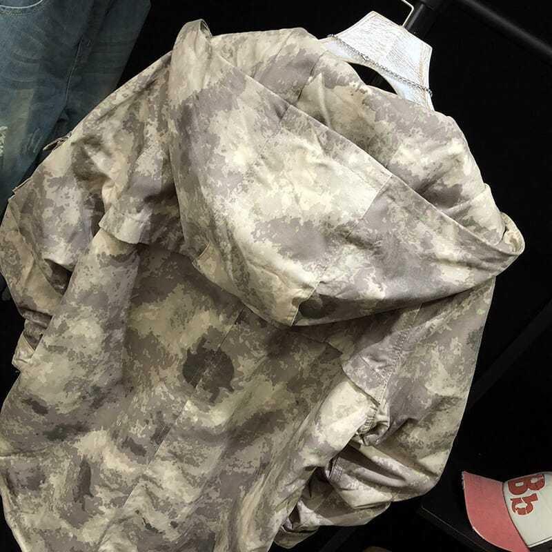 Men's Camouflage Mid-length Hooded Trench Coat 9261109543096