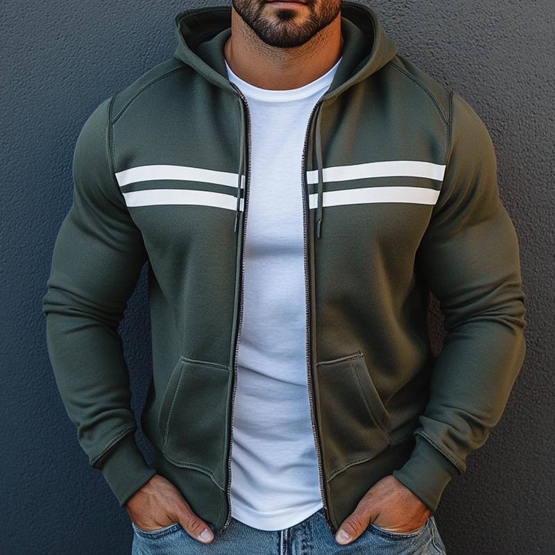 Men's Retro Casual Colorblock Sports Hooded Jacket 9877926903992