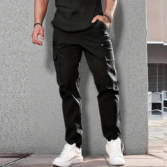 Men's Casual Solid Color Multi-Pocket Cargo Pants 9261763625144