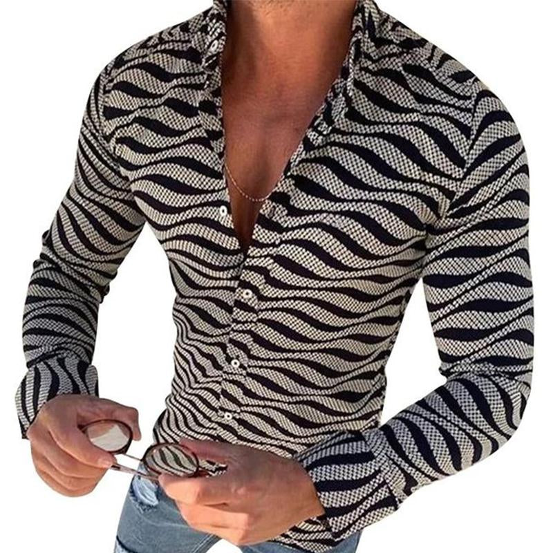Men's Vintage Zebra Print Long Sleeve Shirt 9885840310456