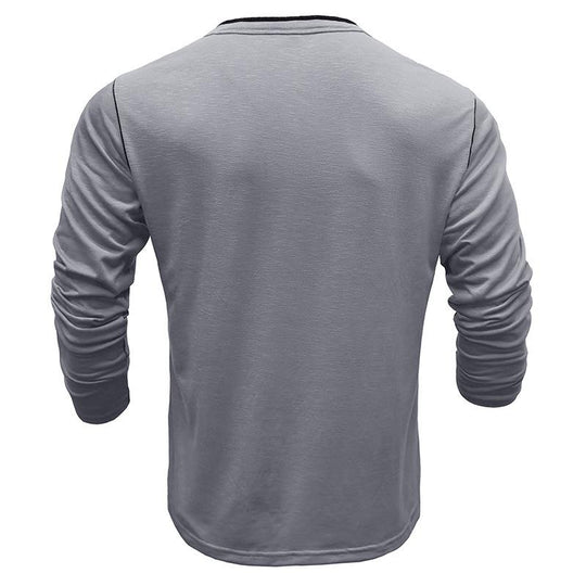 Men's Contrast Color Button Henley Neck Long Sleeve T-Shirt 9261142737080