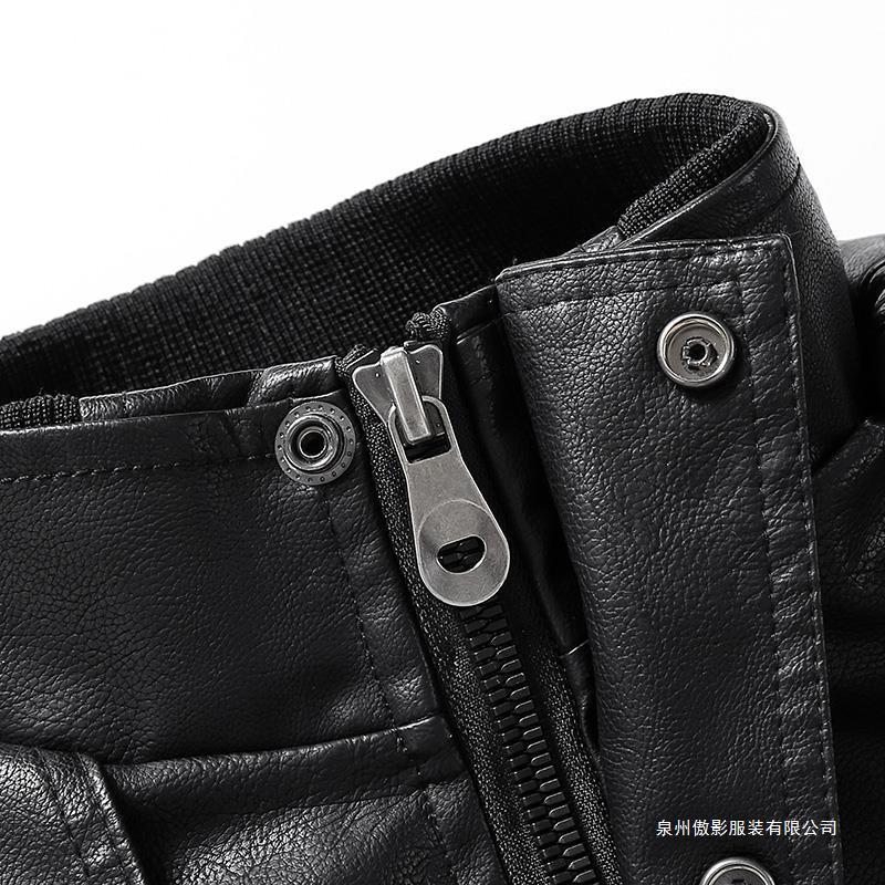 Men's Mid-length Stand Collar Leather Coat 9261108854968