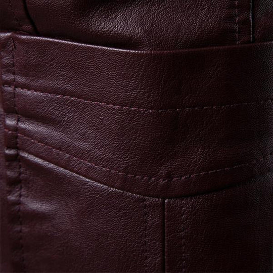 Men's Vintage Lapel Two Button Single Breasted Slim Fit PU Blazer DTT25082003