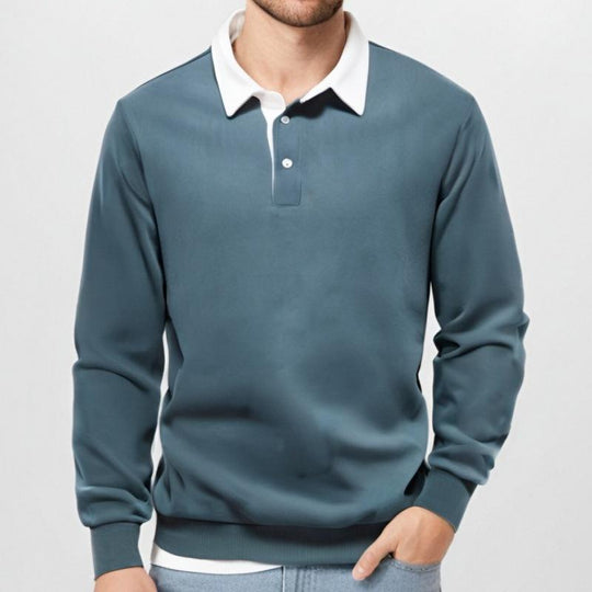 Men's Classic Casual Long Polo Neck Long Sleeve Sweatshirt Dtt25081905