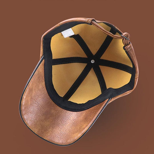 Men's Vintage Plush Warm Leather Baseball Cap 9880236490936