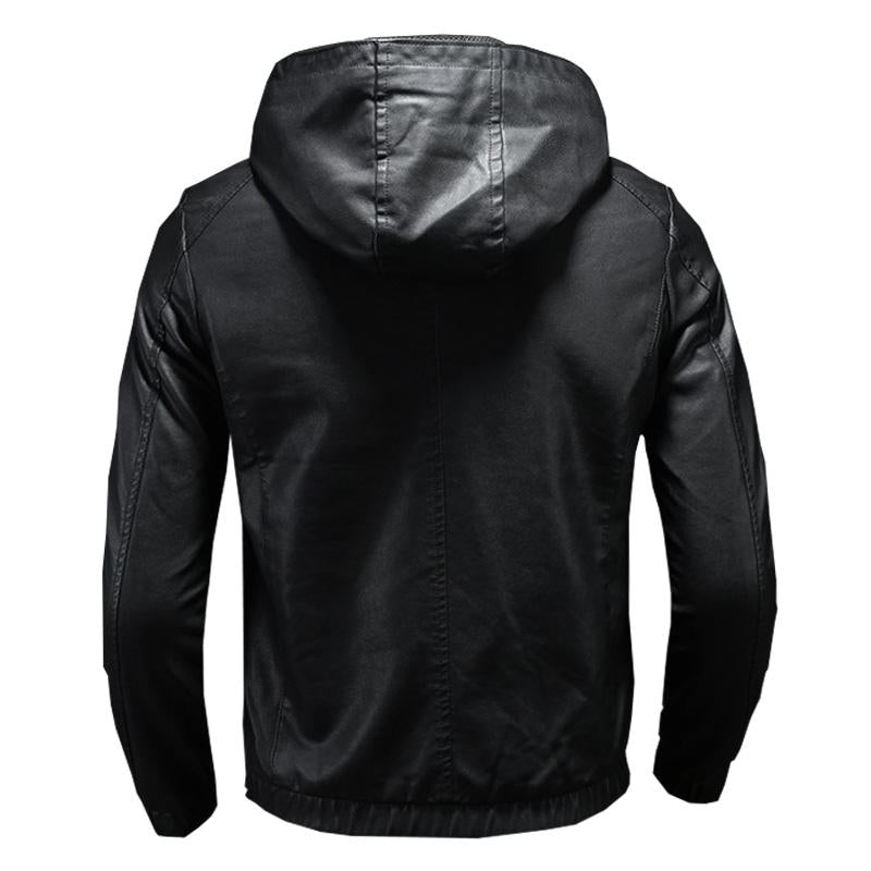 Men's Vintage Hooded Biker Leather Jacket 9261082280120