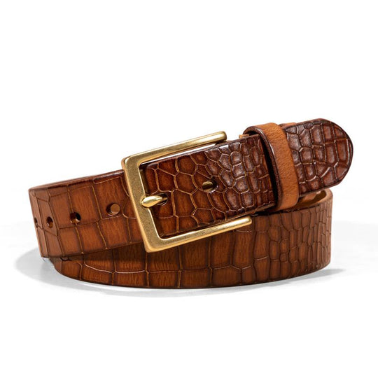 Men's First-layer Genuine Leather Pure Copper Bronze Buckle Cowhide Leather Belt 9877924839608
