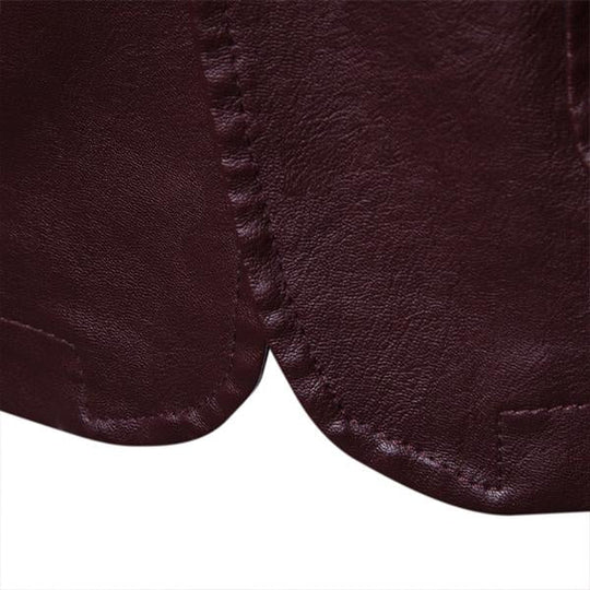 Men's Vintage Lapel Two Button Single Breasted Slim Fit PU Blazer DTT25082003