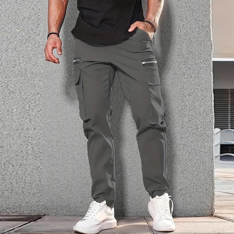 Men's Casual Solid Color Multi-Pocket Cargo Pants 9261763625144