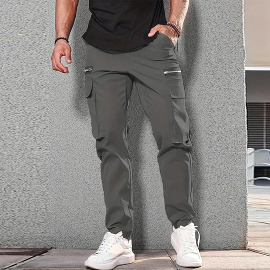 Men's Casual Solid Color Multi-Pocket Cargo Pants 9261763625144