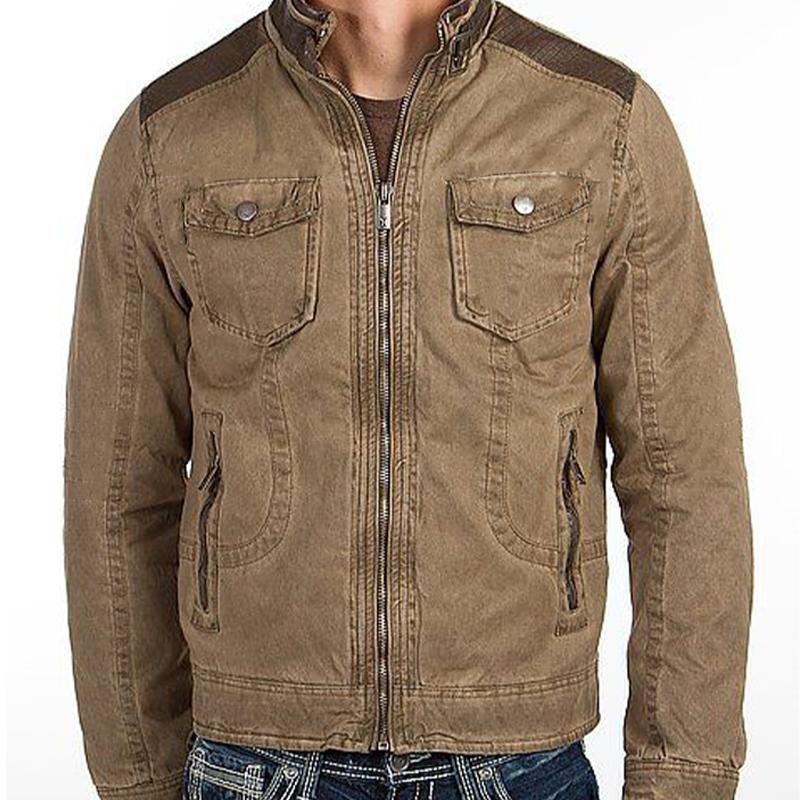 Men's Vintage Distressed Denim Stand Collar Zipper Jacket 9878729162936