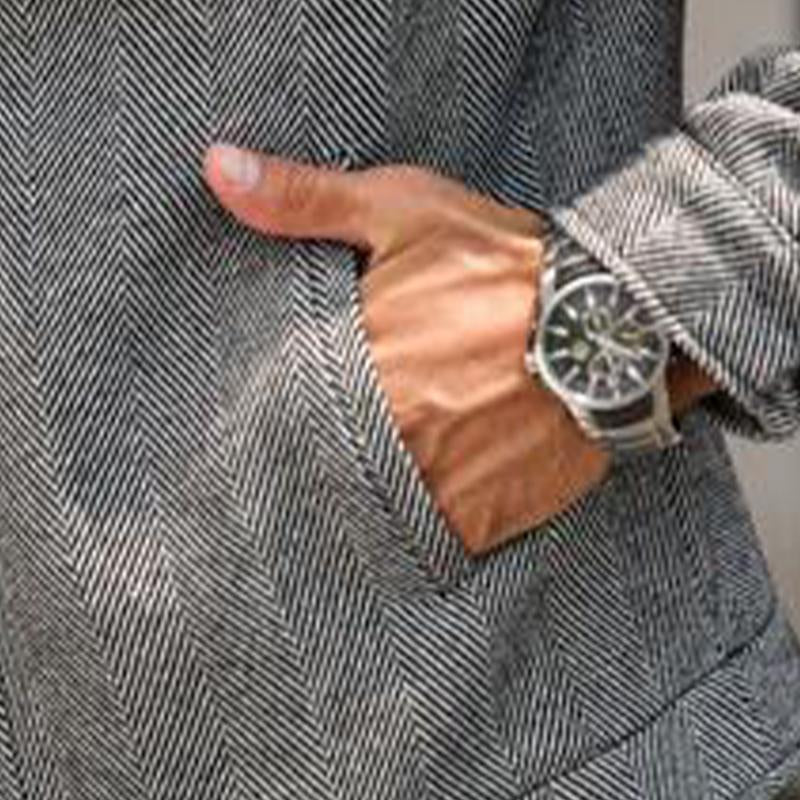 Men's Solid Color Herringbone Lapel Thin Jacket 9888006275256