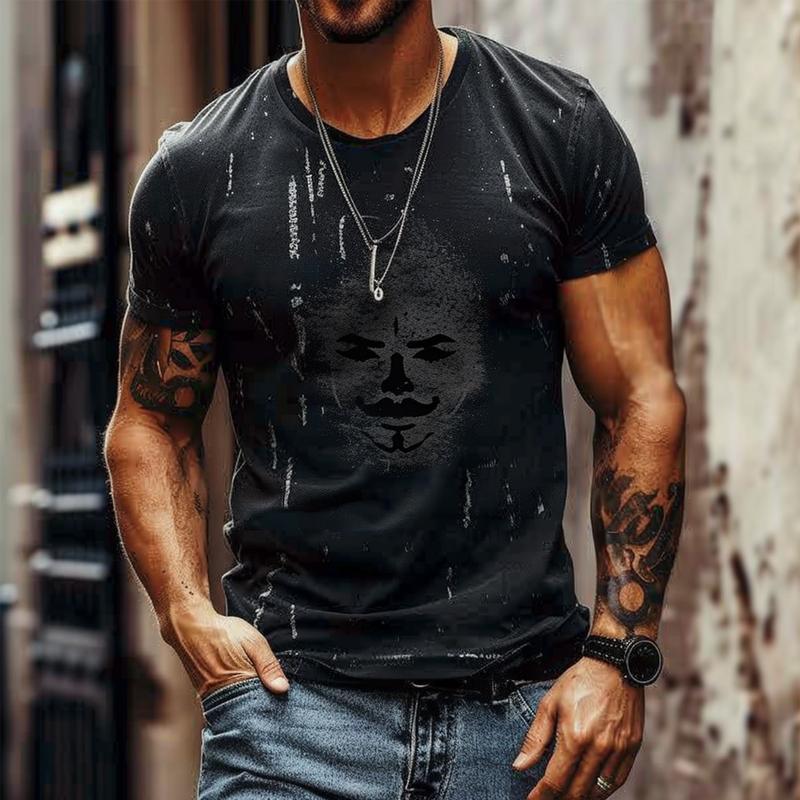 Men's Retro Round Neck Printed Short Sleeve T-Shirt Dtt25081919