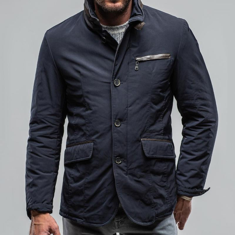 Men's Retro Casual Solid Color Patchwork Padded Zipper Jacket 9261111017656