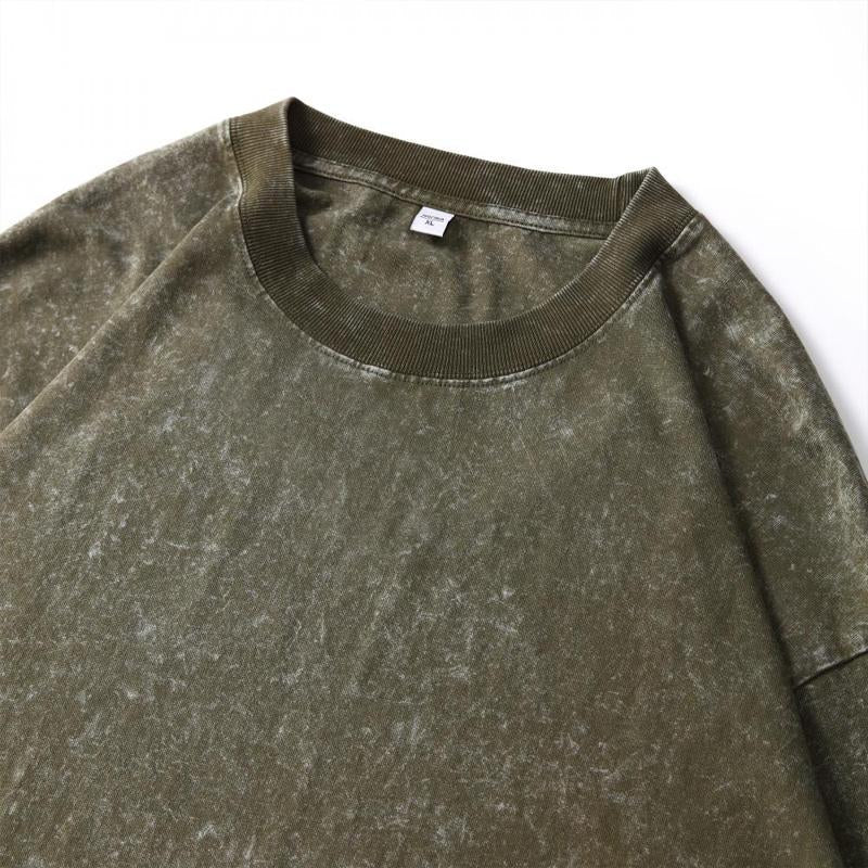 Men's Cotton Washed Distressed Long-sleeved T-shirt 9261141459128