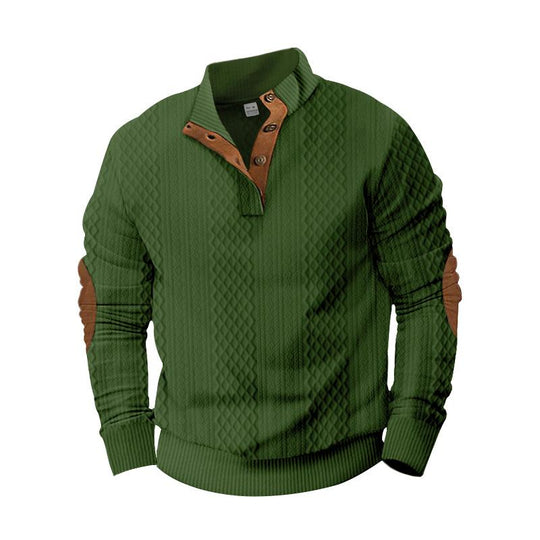 Men's Casual Color Block Jacquard Stand Collar Sweatshirt Dtt25081907