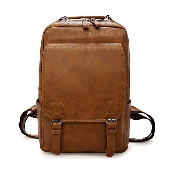 VINTAGE BUSINESS ZIP FLAP LEATHER BACKPACK 9262189117624