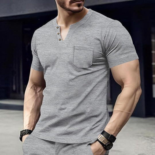 Men's Casual V-neck Short-sleeved T-shirt 9261139722424