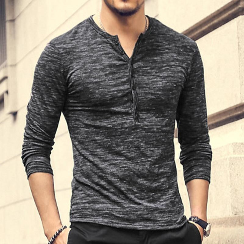 Men's Round Neck Solid Color Henley Shirt 9261122257080