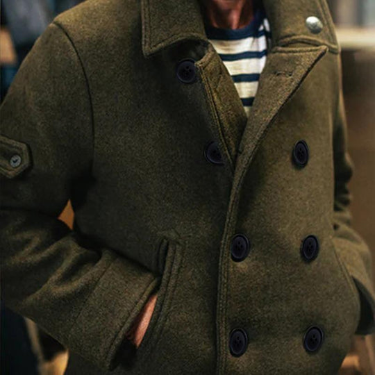 Men's British Style Solid Color Woolen Coat 9261105021112