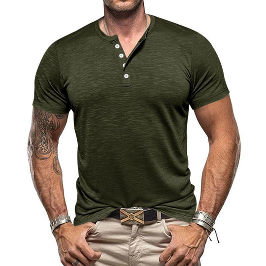 Men's Casual Henley Collar Short Sleeve T-Shirt 9261122551992
