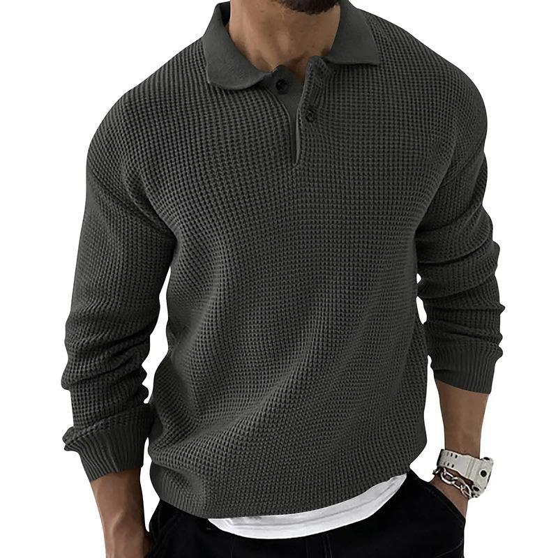 Men's Lapel Knit Button Pullover Sweater 9262175289528