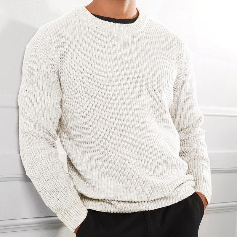 Men's Round Neck Solid Knit Sweater 9262176469176